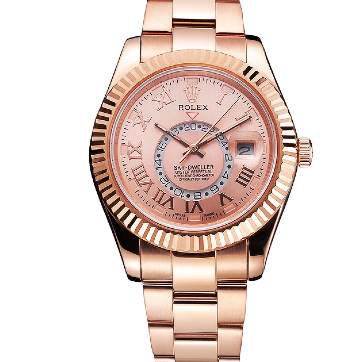 Aaa fake watches Dweller Case Rolex Gold Dial Rose Bracelet And Sky Rose Gold 0722